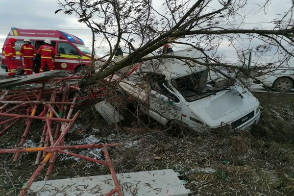 S-a oprit cu mașina în copac!