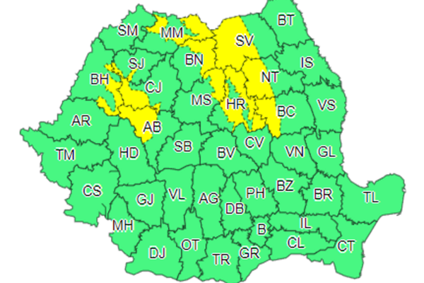 Prognoza meteo: Cod galben de vânt puternic, în zona de munte din 11 judeţe