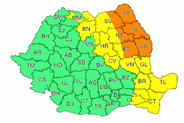 ANM a actualizat avertizarea meteorologică pentru următoarele trei zile