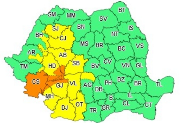 Alertă meteo: Cod portocaliu de furtuni violente