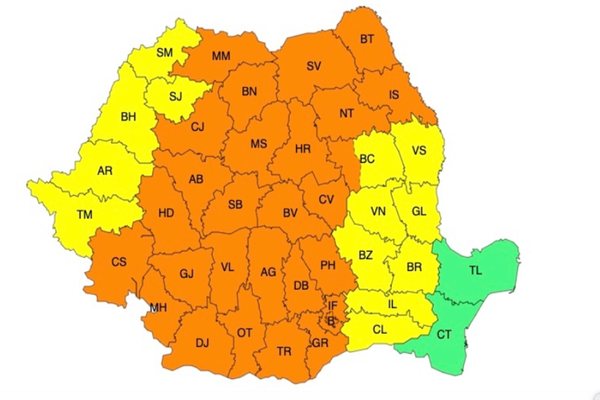 ANM: COD PORTOCALIU de instabilitate atmosferică accentuată