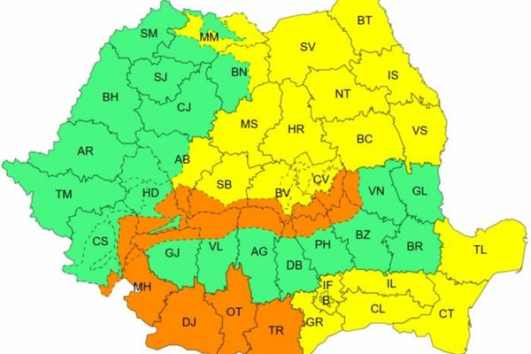 Cod portocaliu de vreme rea în România